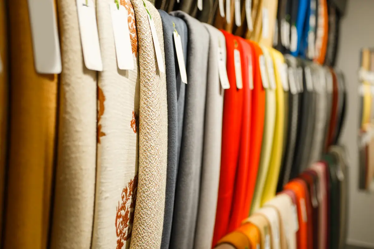 colorful-fabric-textile-on-showcase-in-store